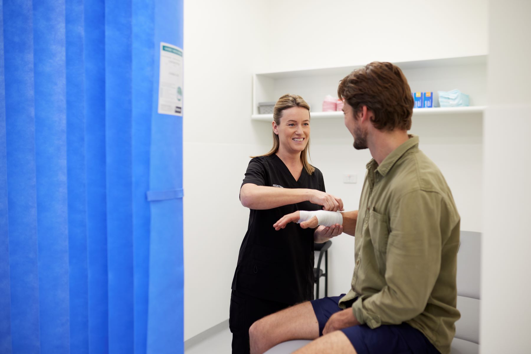 Urgent Care doctor and patient