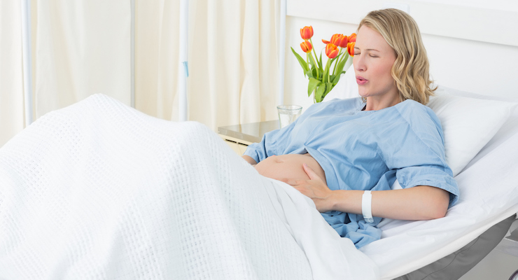woman in labour in hospital